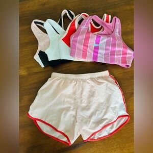 Nike Sports Bra and Shorts Bundle Athletic Wear Pink Black White Red